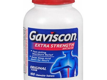 Gaviscon Chewable Tablets Extra Strength Original Flavor 100 tabs By Abreva Online Hot Sale