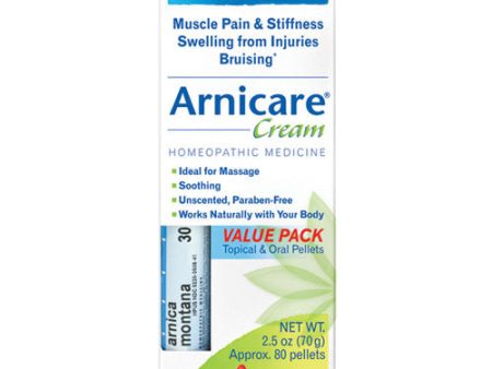 Arnicare Cream Value Pack with Montana Blue Tube 2.5 oz+ 30c Pellets By Boiron For Discount