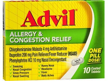 Advil Allergy Congestion Relief Coated Tablets 10 Tabs By Advil For Discount