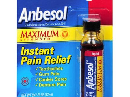 Anbesol Maximum Strength Adult Instant Toothache Pain Relief Liquid 0.41 oz By Anbesol Online now