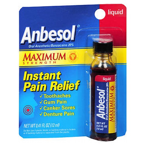 Anbesol Maximum Strength Adult Instant Toothache Pain Relief Liquid 0.41 oz By Anbesol Online now