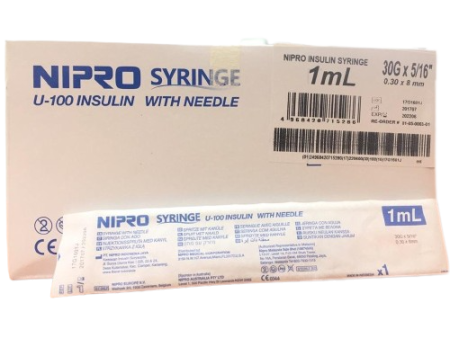 NIPRO Syringe U-100 Insulin with Needle 1ml 100Pcs Box Online